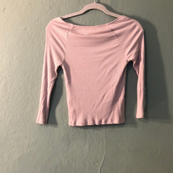 Pink Elbow Length Ribbed Shirt - Picture 2 of 2